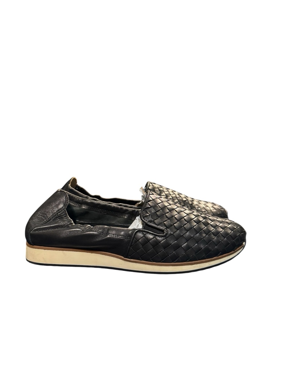 SESTO MEUCCI Loafers Black WOVEN LEATHER Casual Flats ITALY Size 8.5M/38.5 VEUC*